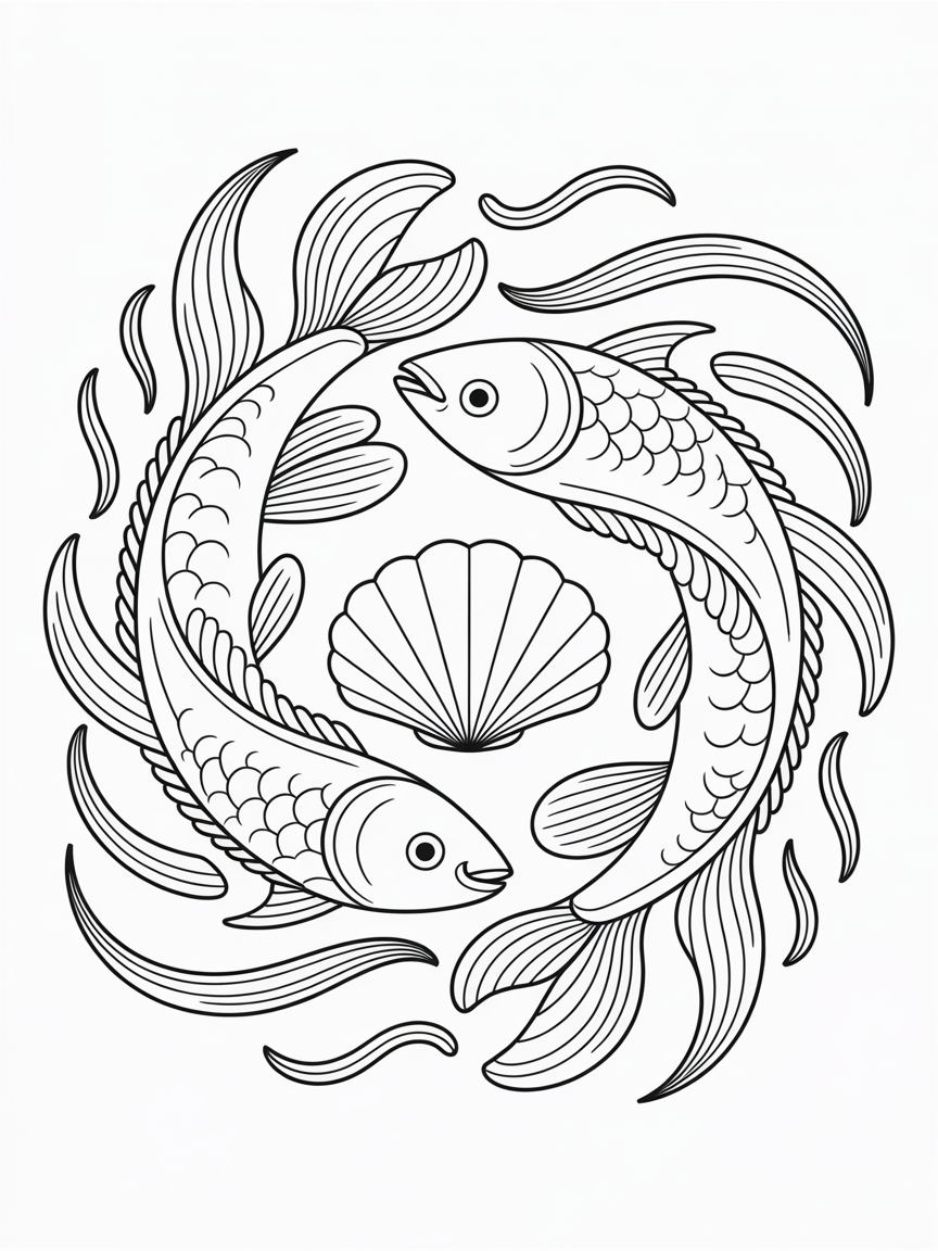Pisces star sign - Free Coloring Page