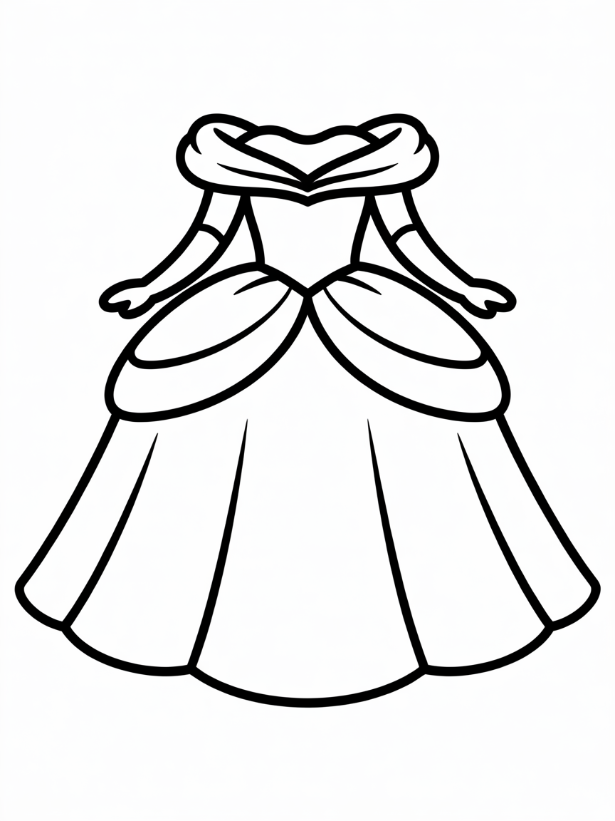 Princess gown with frill - Free Coloring Page