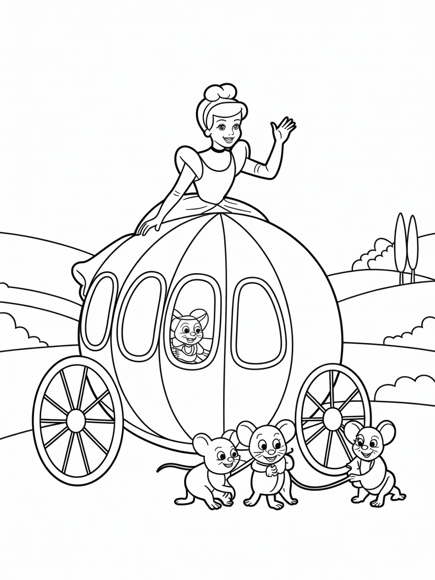 Cinderella - Free Coloring Page