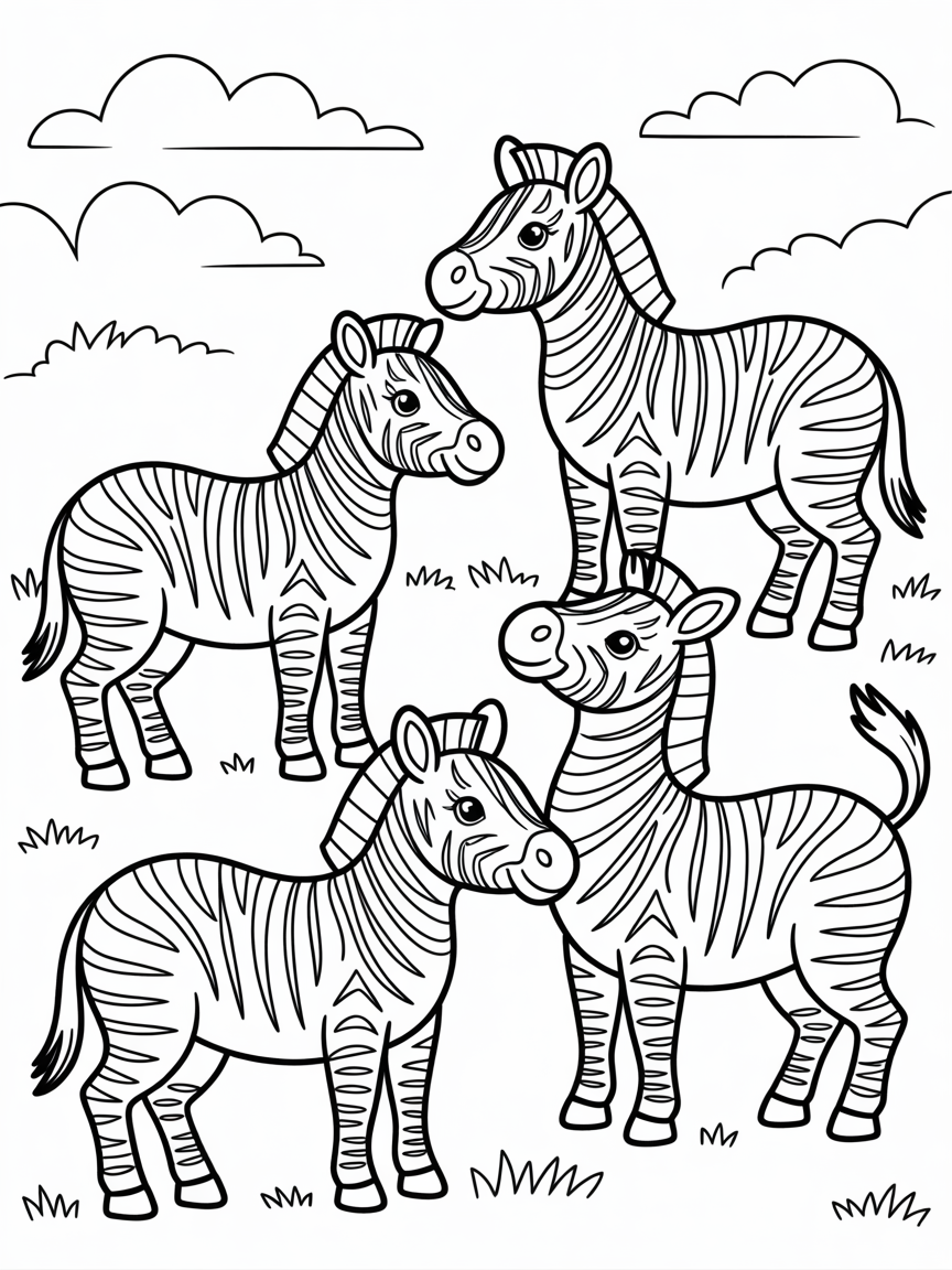 Zebras - Free Coloring Page