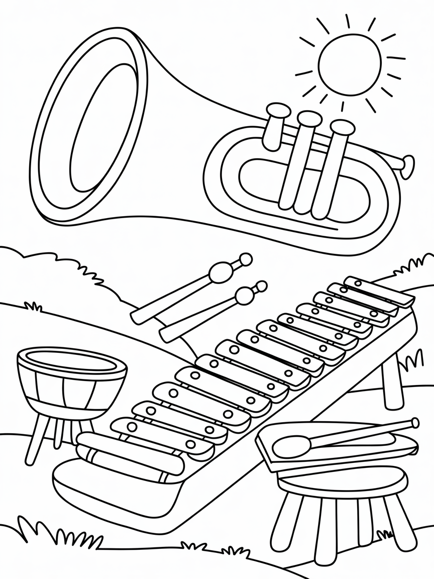 music - Free Coloring Page