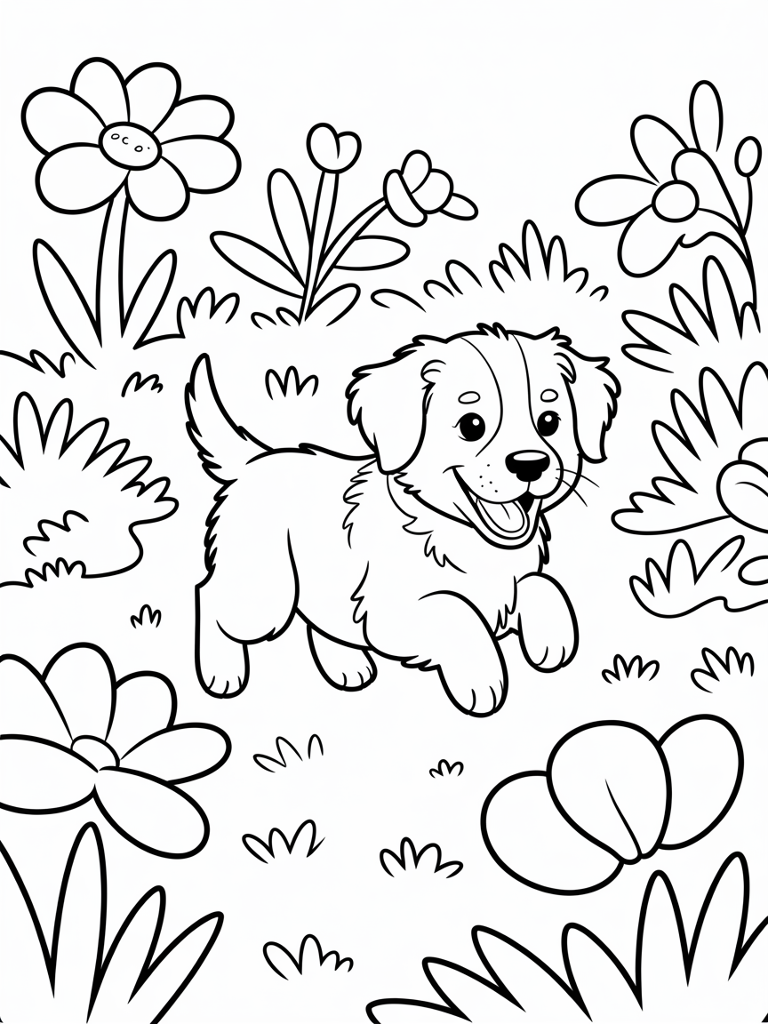 Nova scotia duck tolling retriever playing in the garden - Free Coloring Page