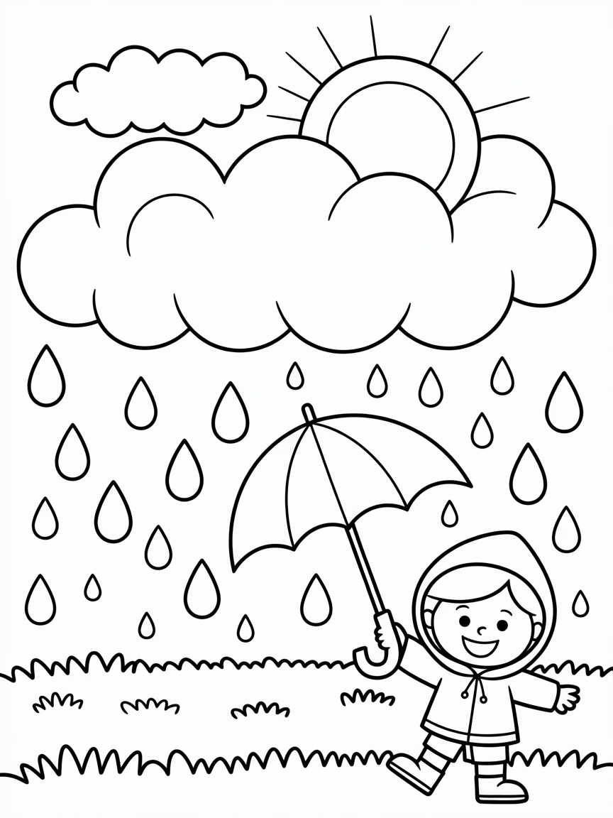rainy - Free Coloring Page