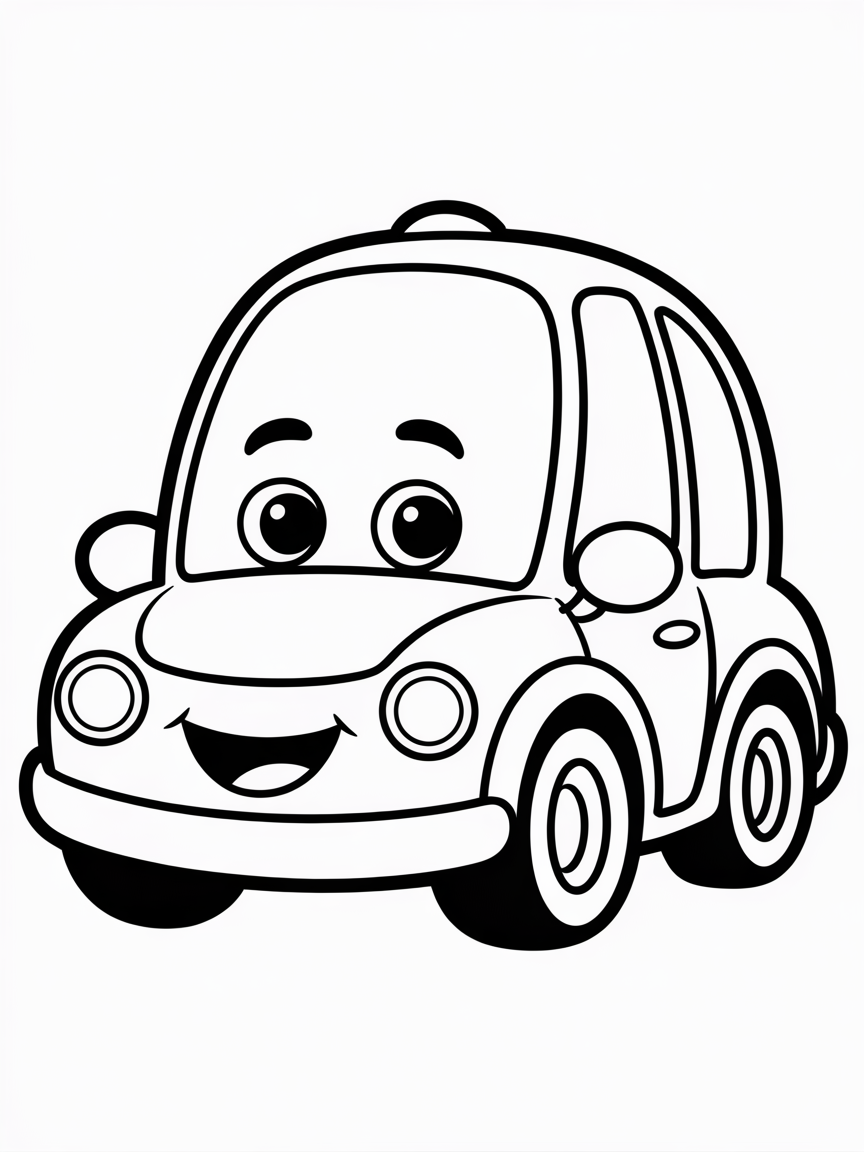 Car with fun face - Free Coloring Page