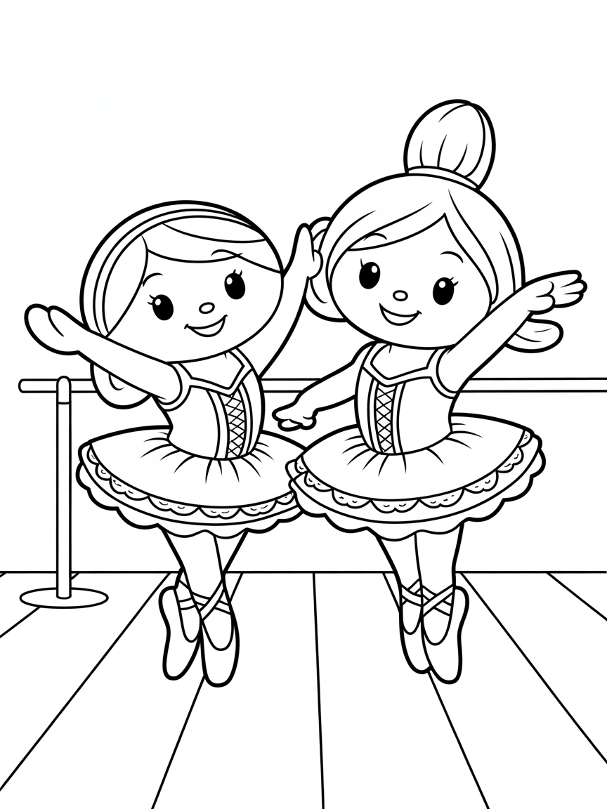Cinnamonroll and pompompurin vestidos para ir al ballet - Free Coloring Page