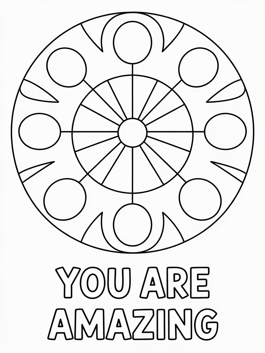 A mandala colouring page with motivational quote - Free Coloring Page