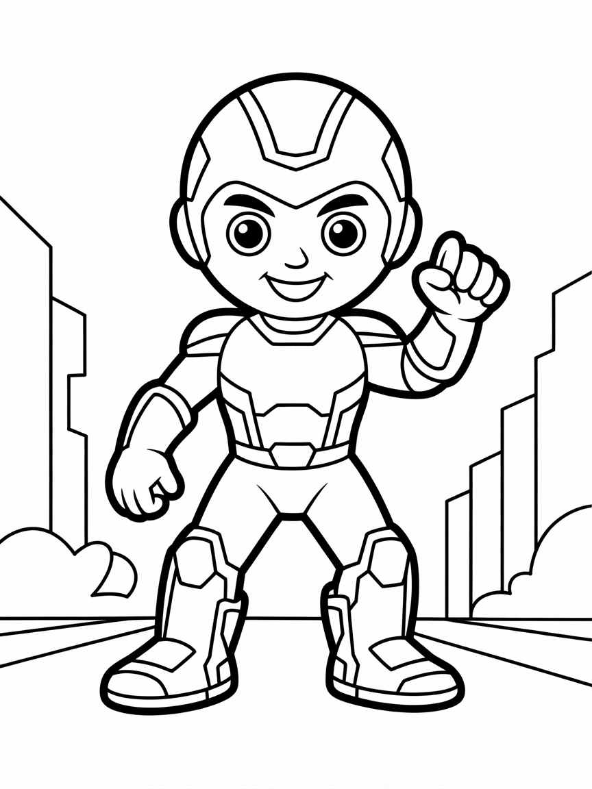 A cyber super hero - Free Coloring Page