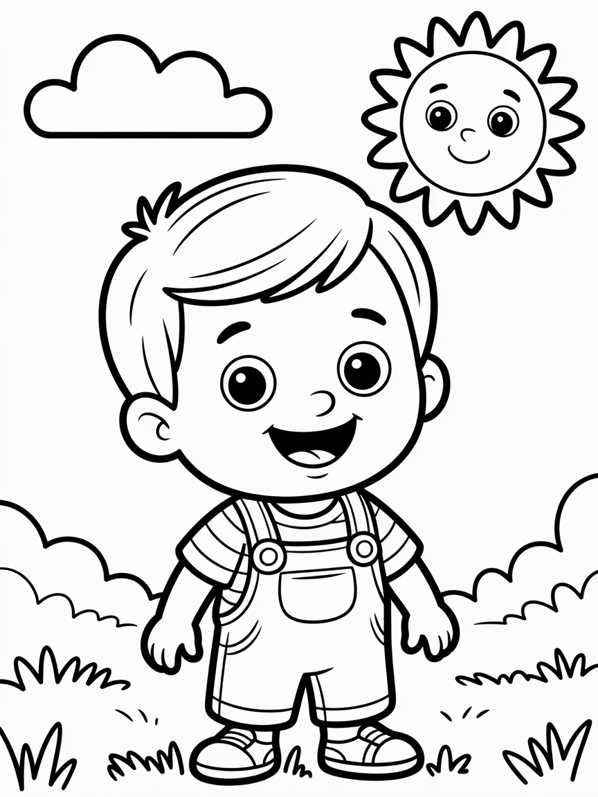 Cute 3 year old boy - Free Coloring Page