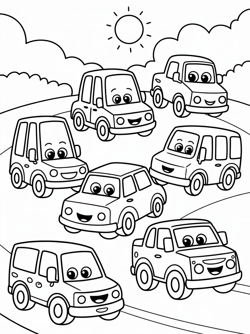 unlimited cars and truck - Free Coloring Page
