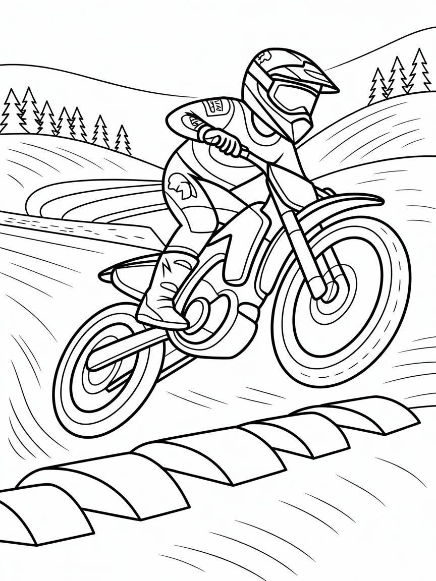 Motocross racer - Free Coloring Page