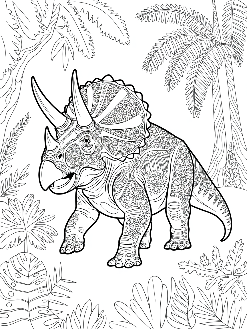 Dinosaur with intricate and complex scaling pattern - Free Coloring Page