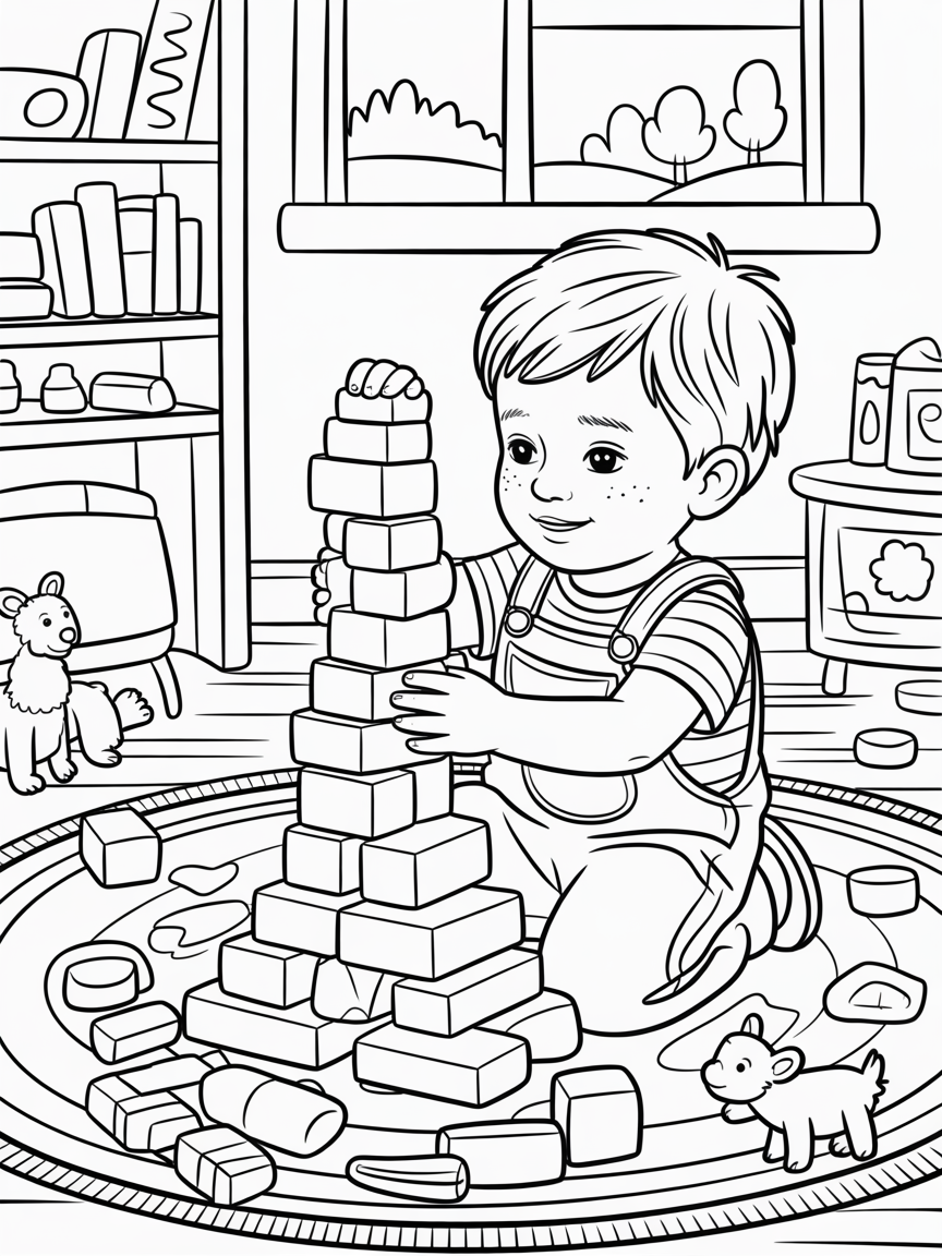 child playing - Free Coloring Page