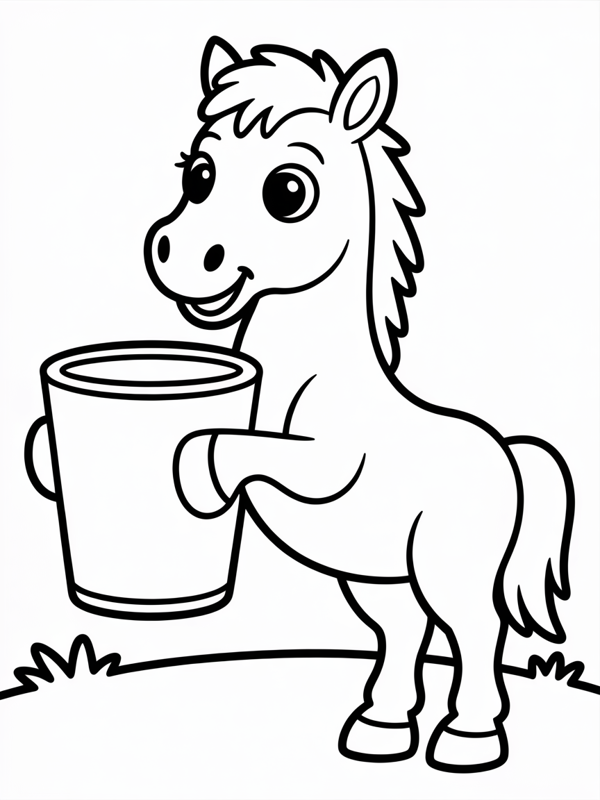 a horse with a cup - Free Coloring Page