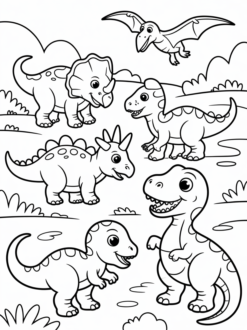 BABY DINOS - Free Coloring Page