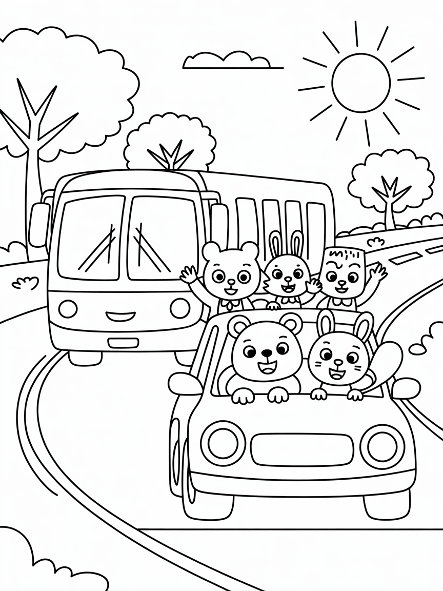 Life on the highway - Free Coloring Page