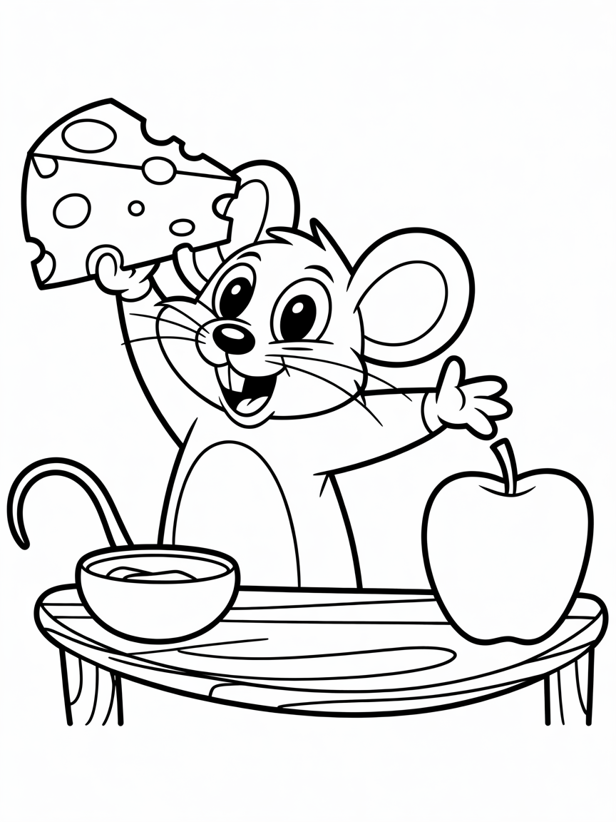 mouse gets the cheese - Free Coloring Page