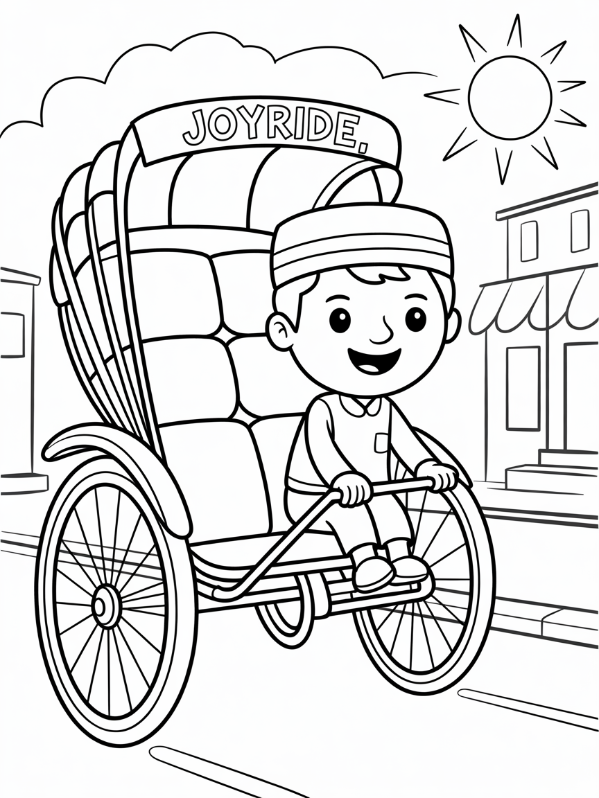 rickshaw driver - Free Coloring Page
