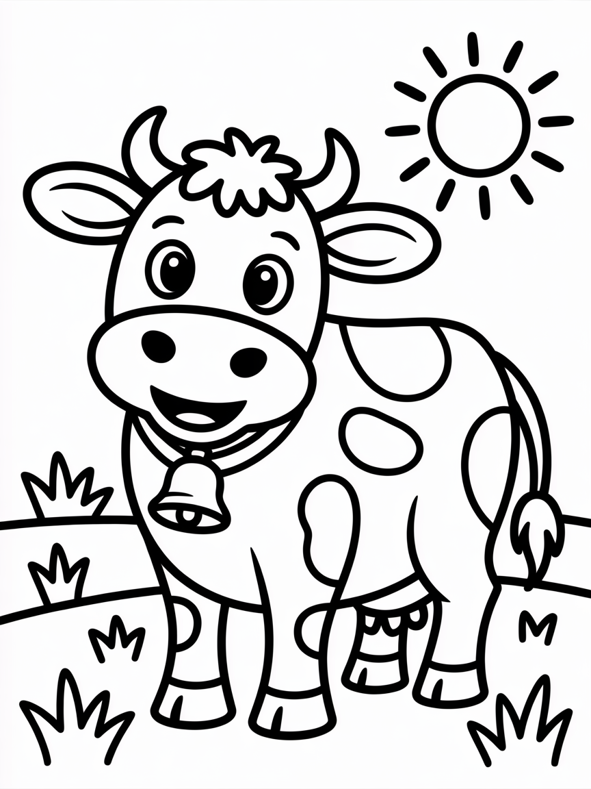 happy cow - Free Coloring Page