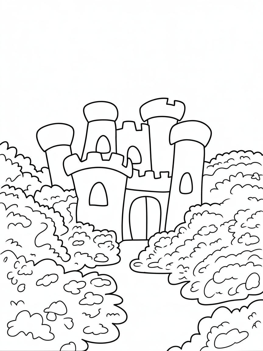 castle with moss - Free Coloring Page