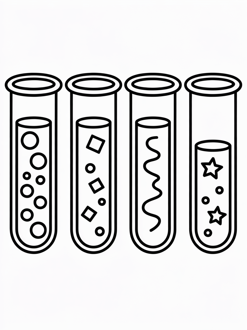 Test tubes - Free Coloring Page