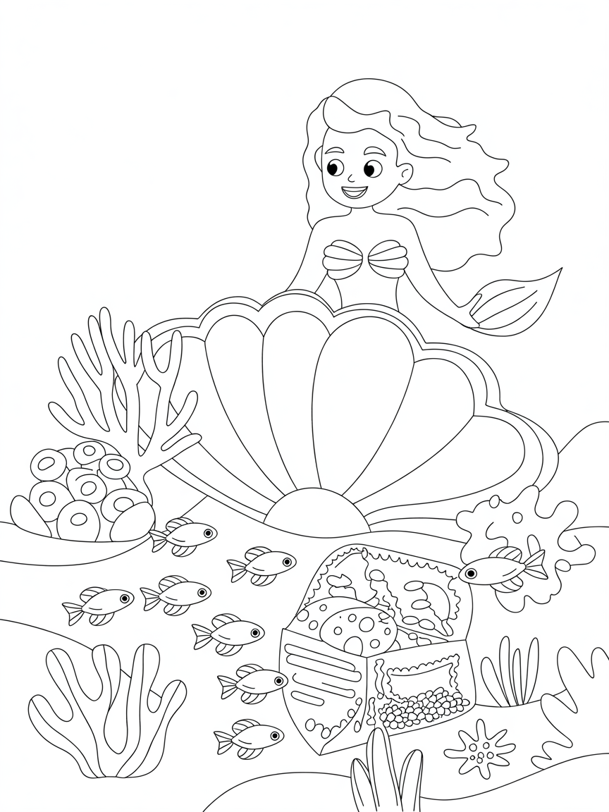 underwater mermaid kingdom - Free Coloring Page