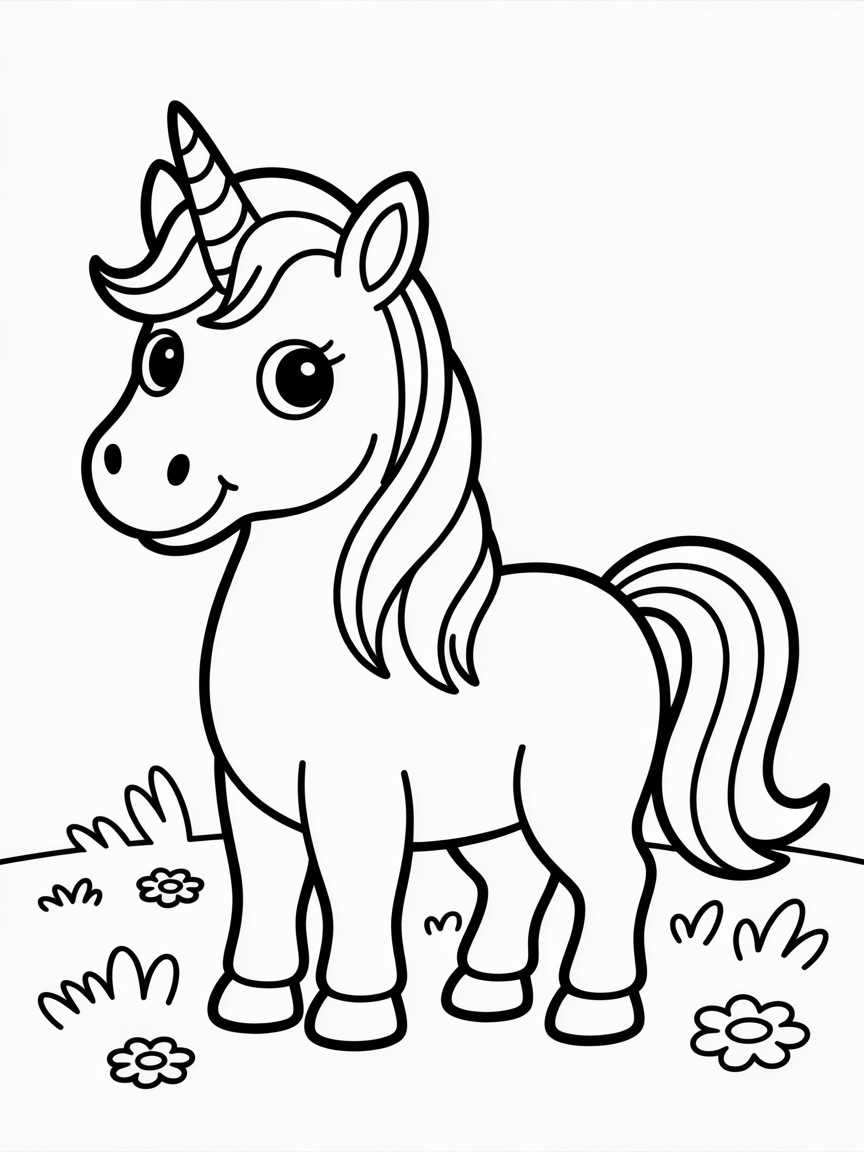 A unicorn - Free Coloring Page