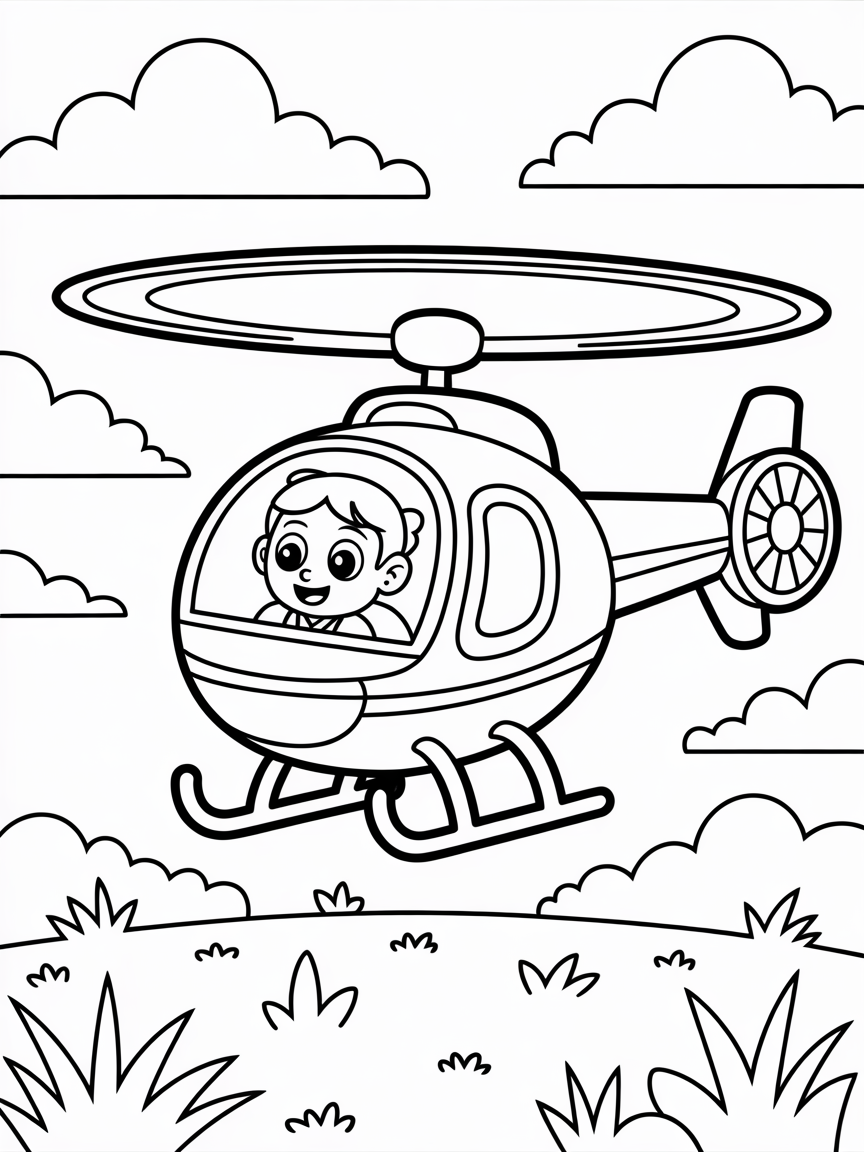 Helicopter - Free Coloring Page