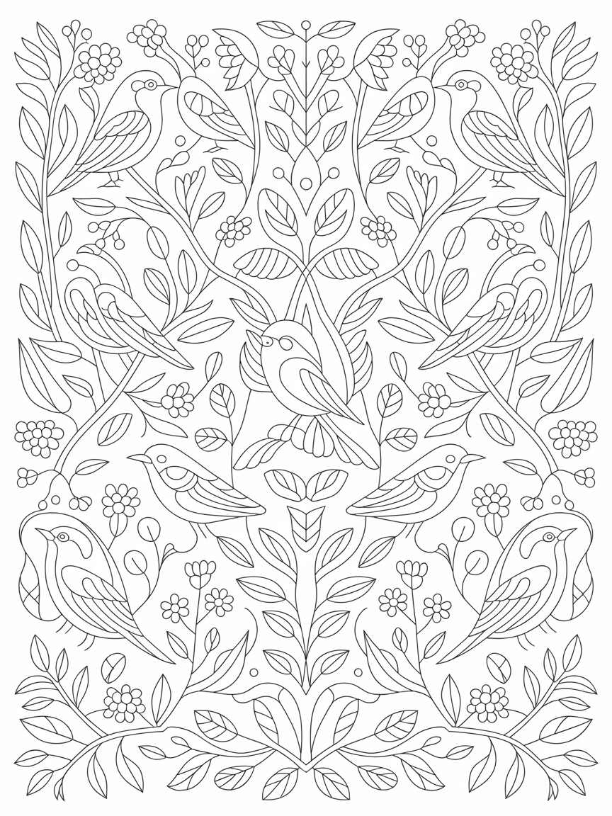Birds pattern wallpaper - Free Coloring Page