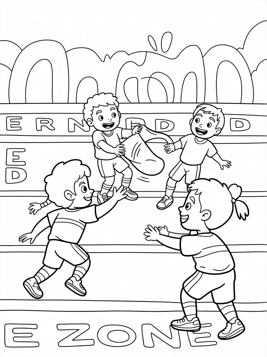 flag football game - Free Coloring Page