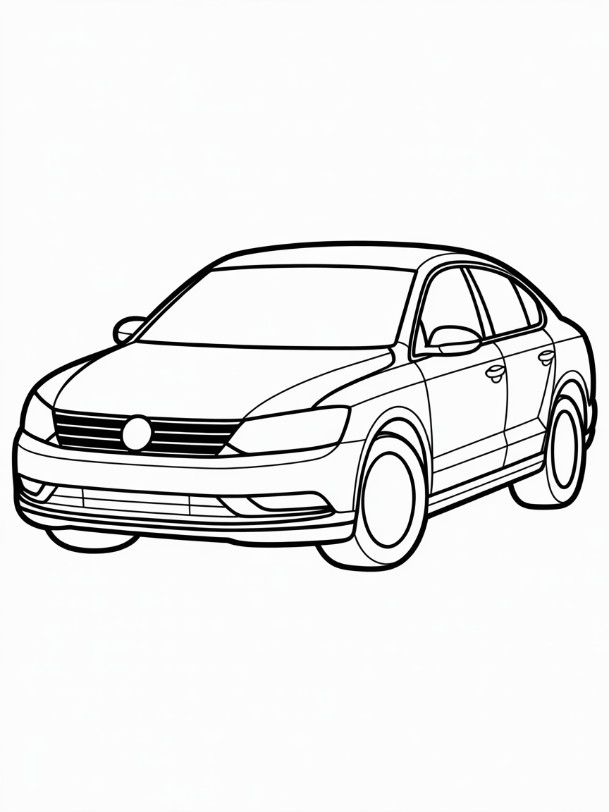 A gray 2014 Volkswagen Passat - Free Coloring Page