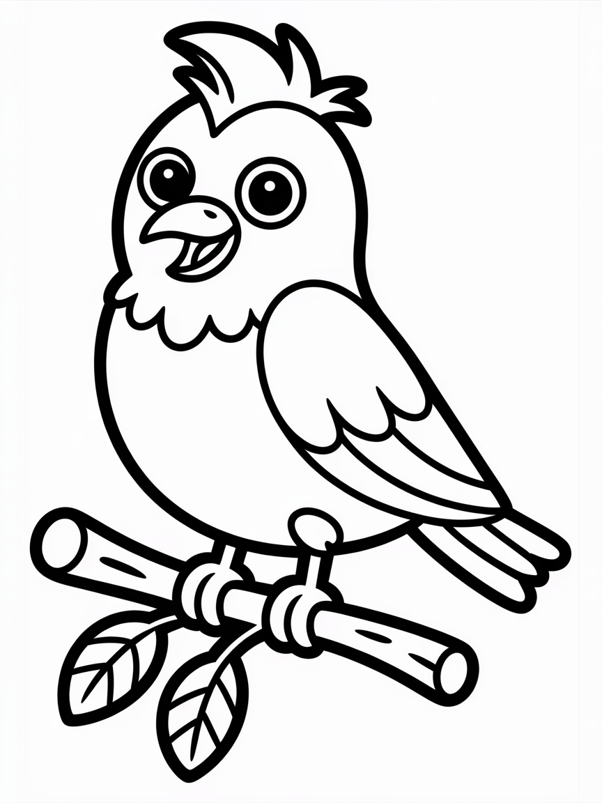 Bird with mullet haircut - Free Coloring Page