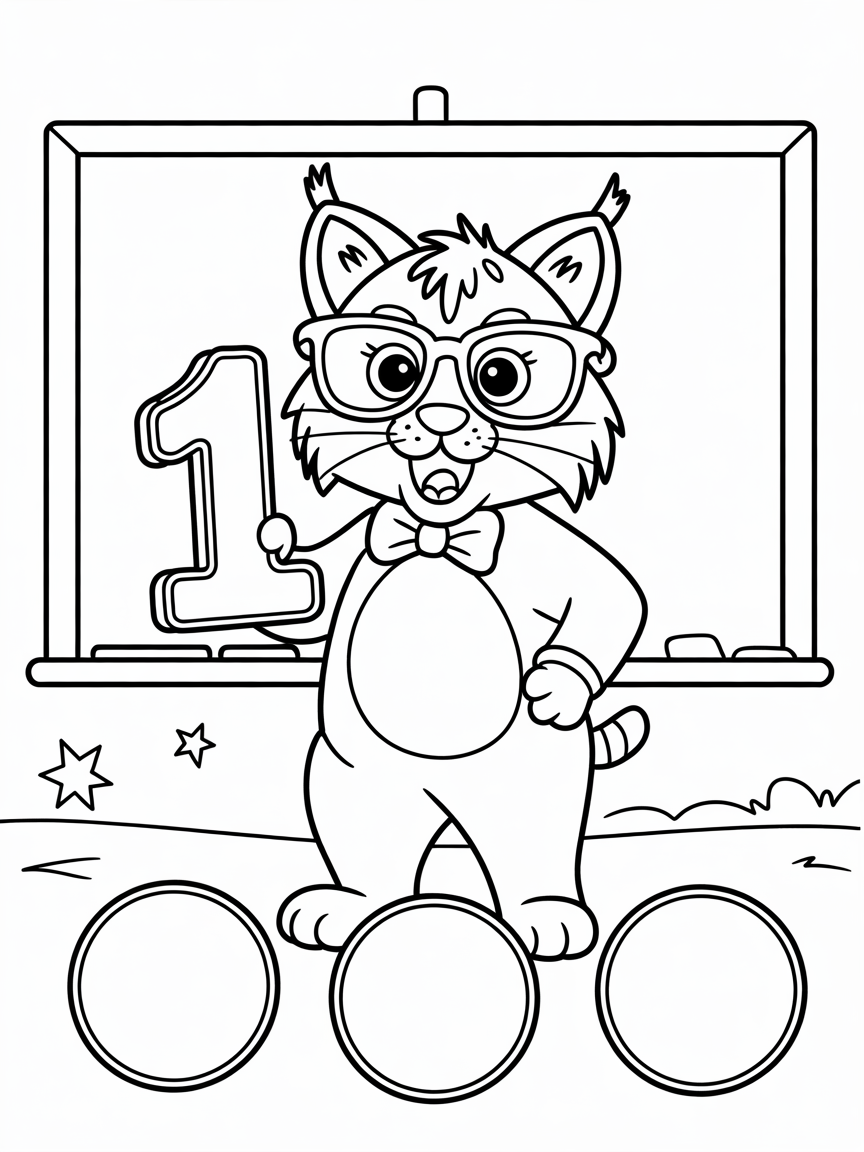 bobcat school mascot mathmetician - Free Coloring Page
