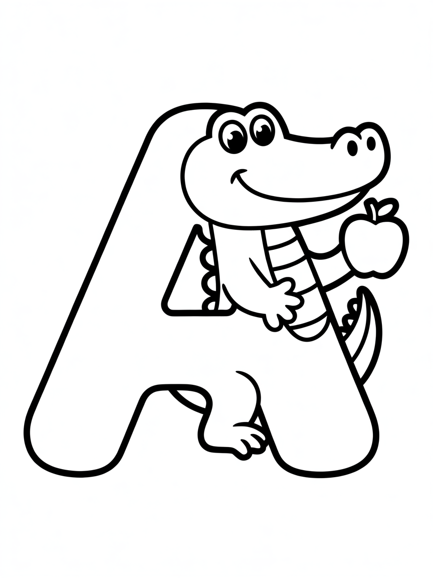 Alphabet letter with animal - Free Coloring Page