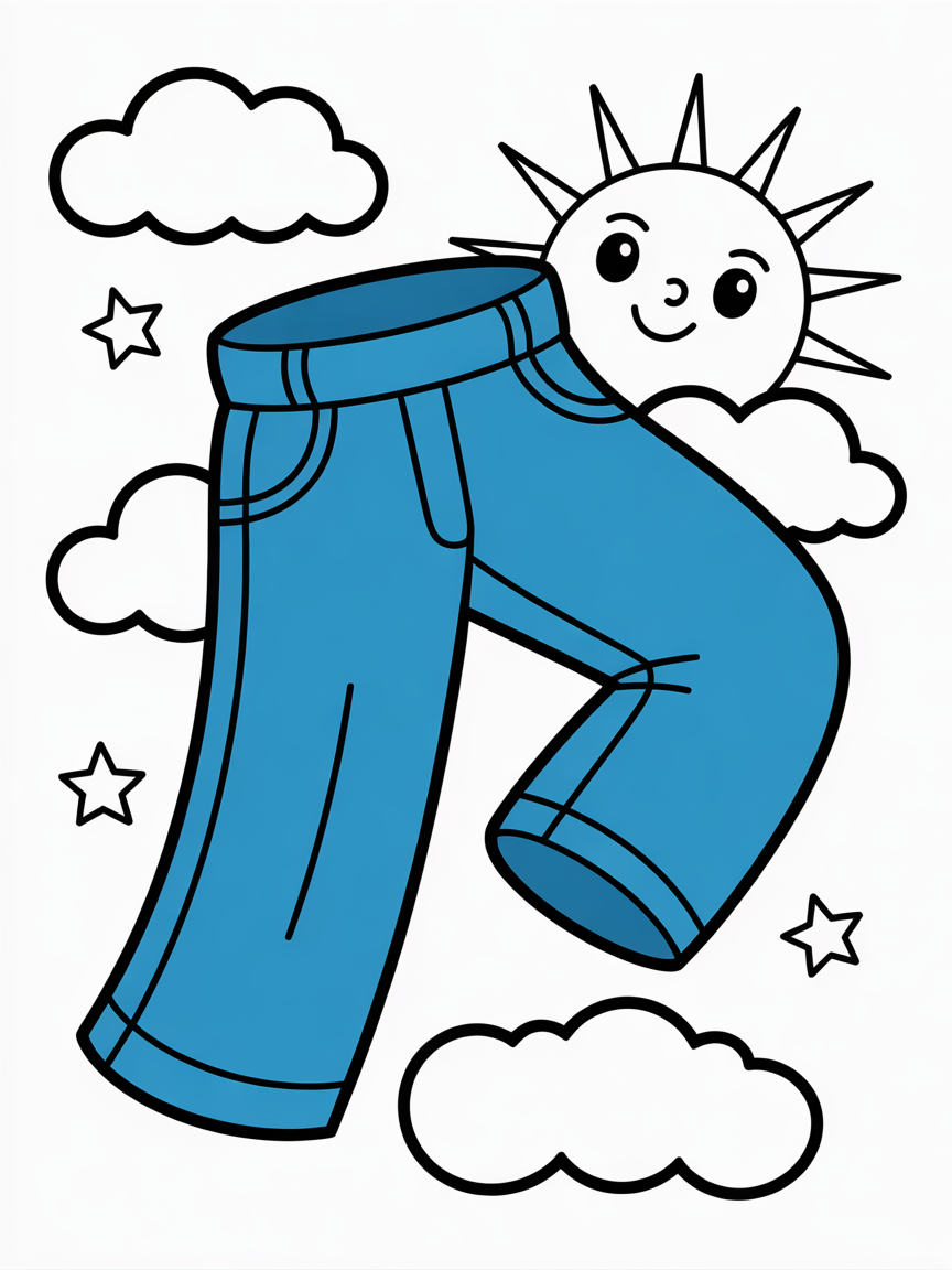 Trousers in te sky - Free Coloring Page