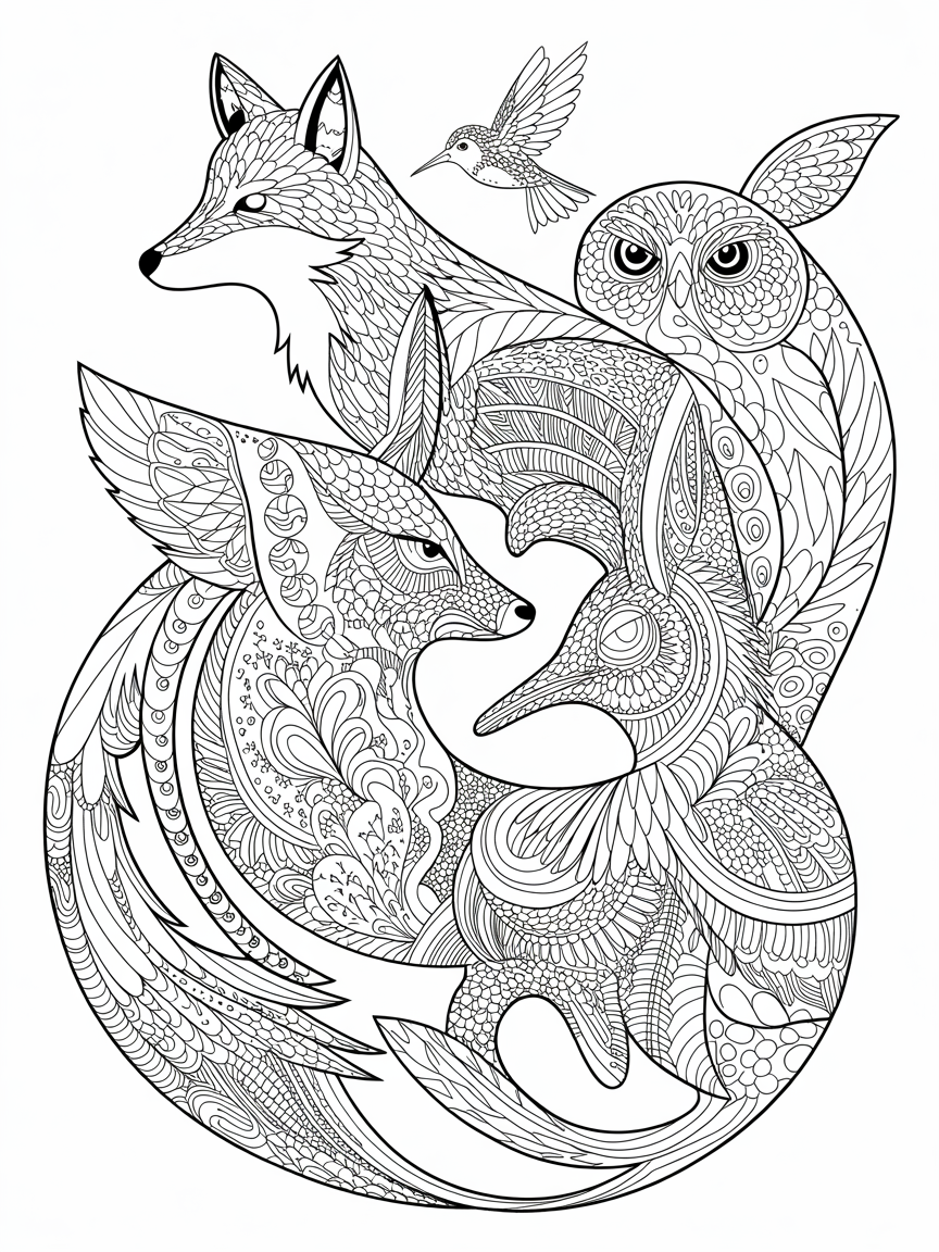 zentangle animals - Free Coloring Page