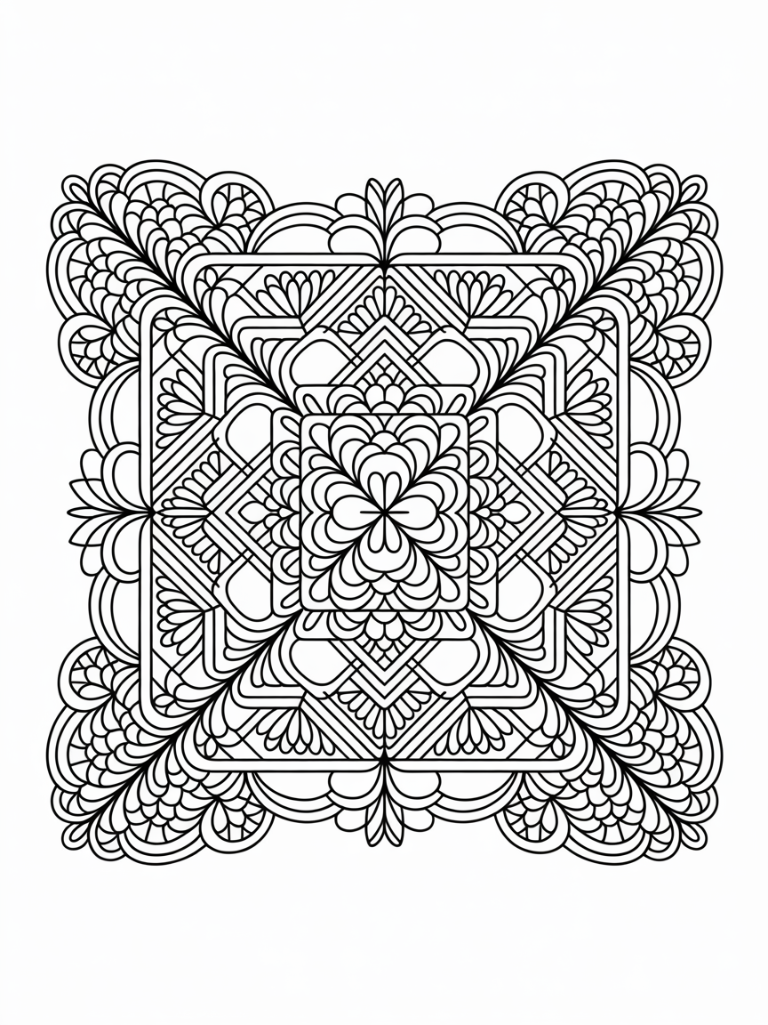 granny square crochet square - Free Coloring Page