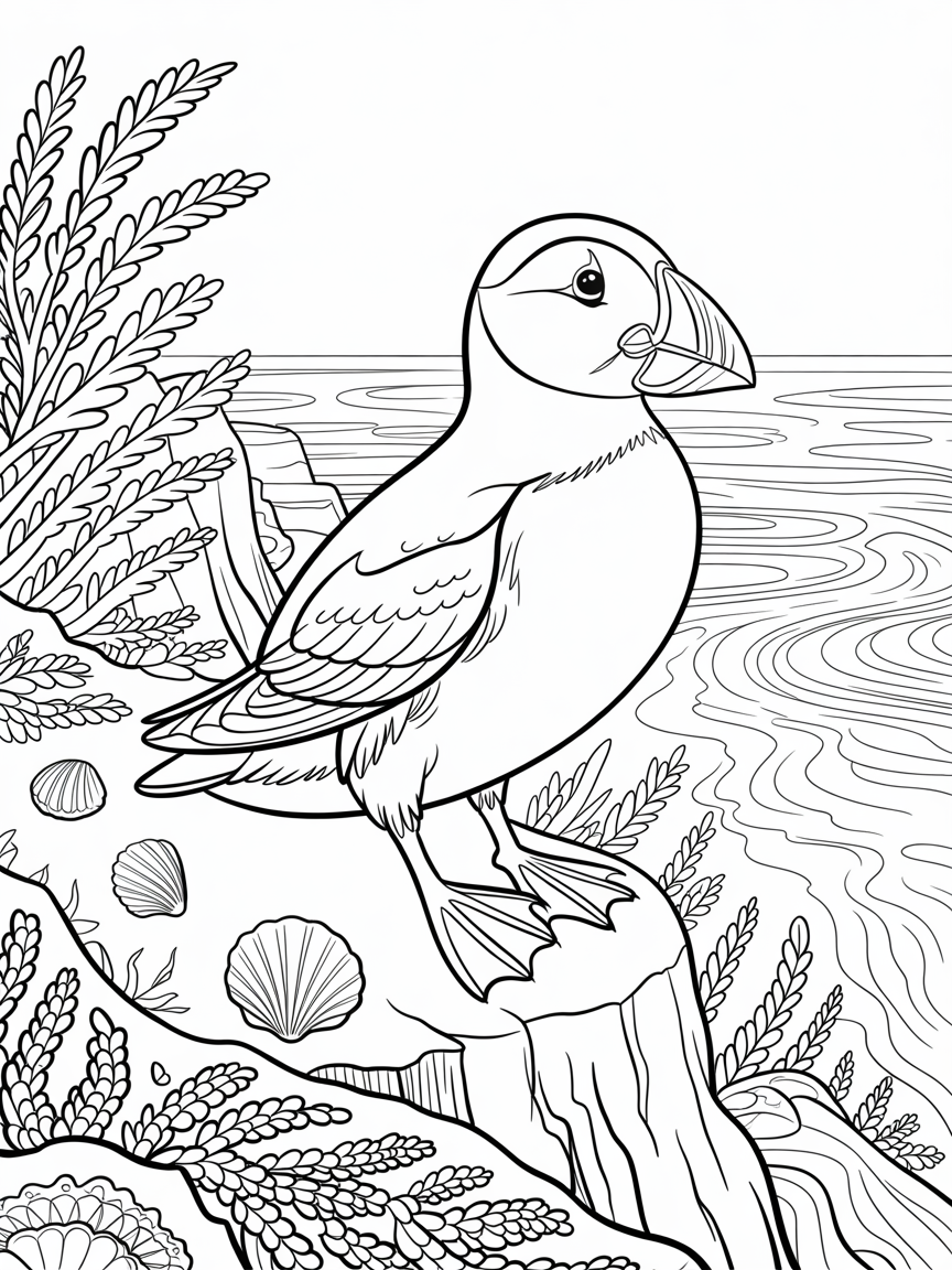 Puffin - Free Coloring Page