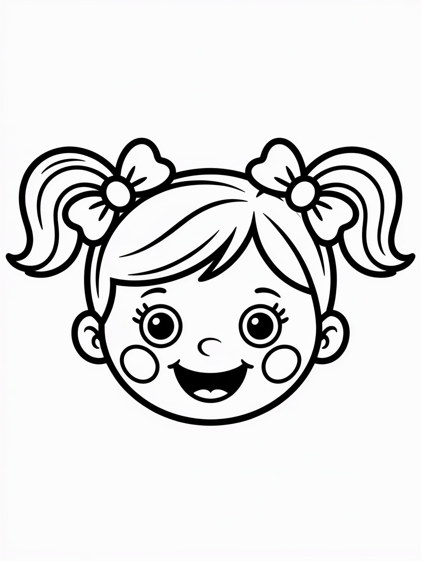 A girl's face and hair - Free Coloring Page