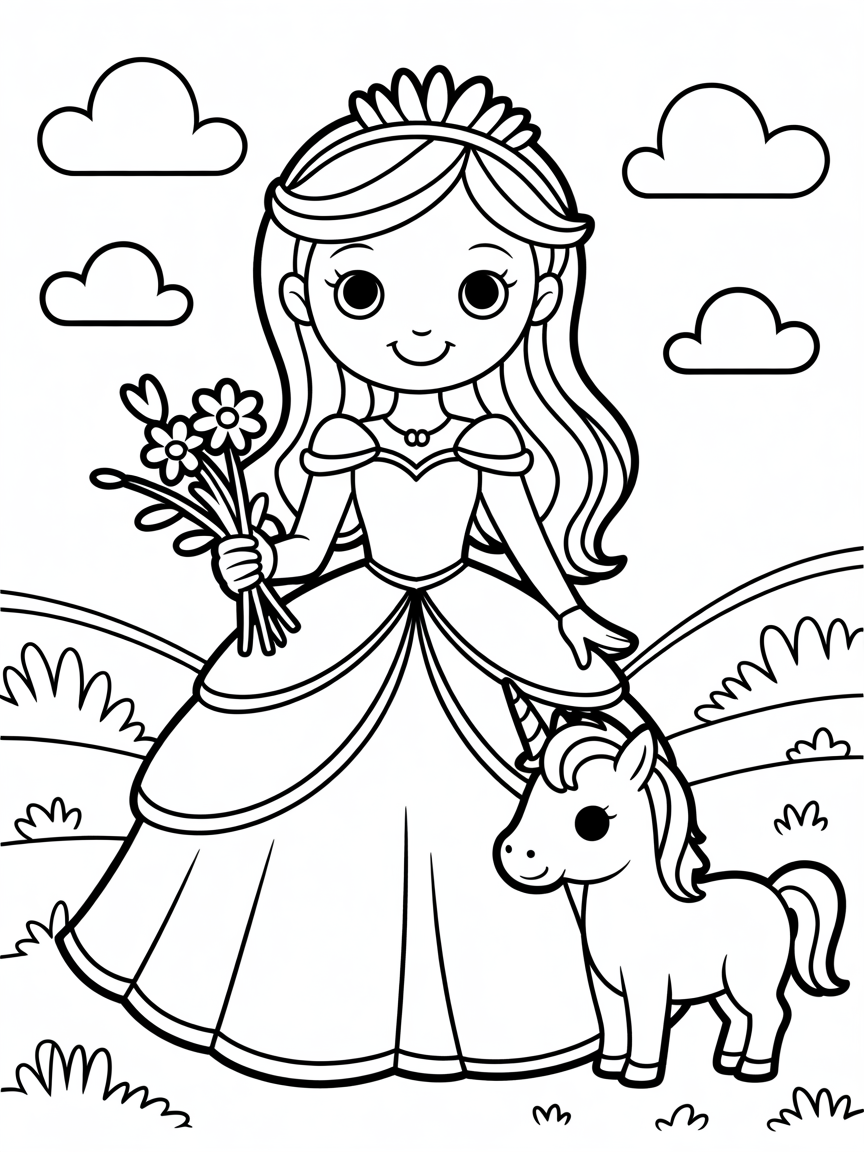 Princess - Free Coloring Page