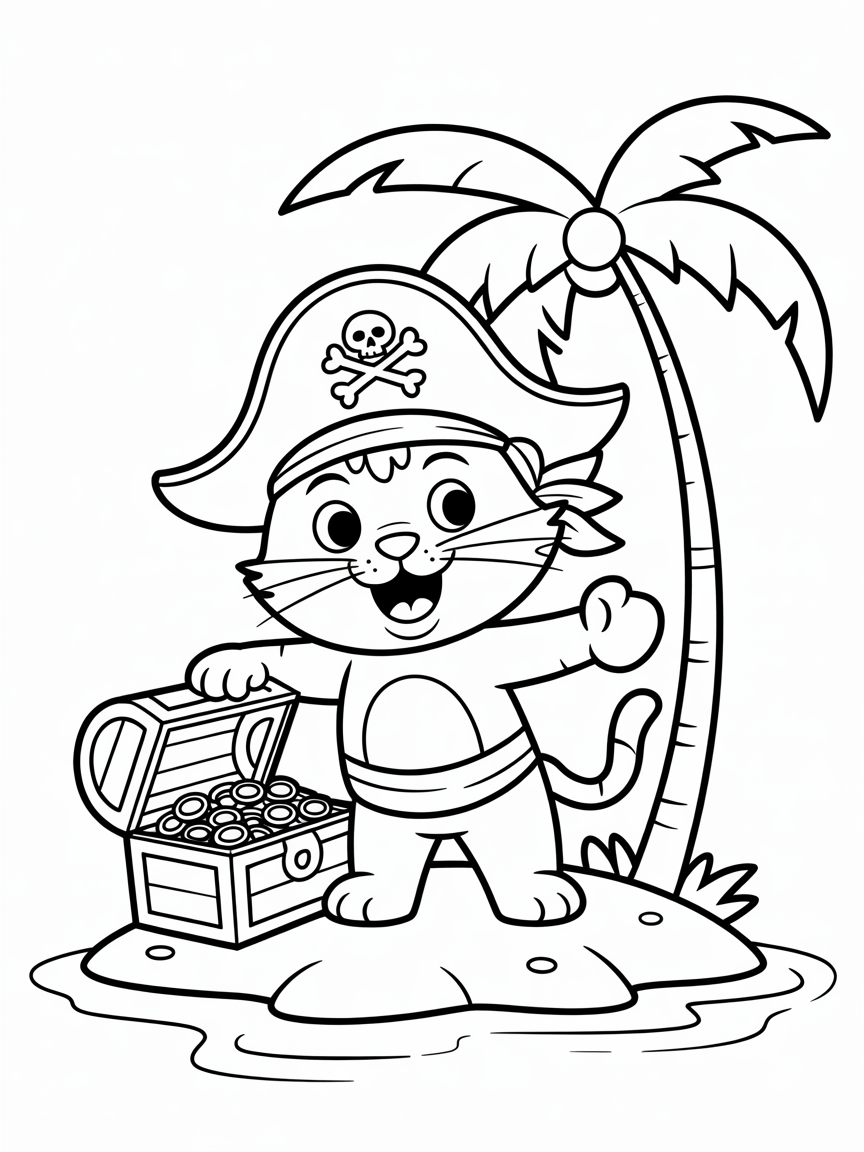 Pirate cat - Free Coloring Page