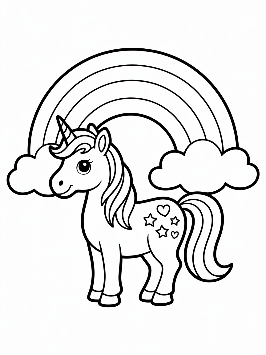 Princess unicorn rainbow - Free Coloring Page