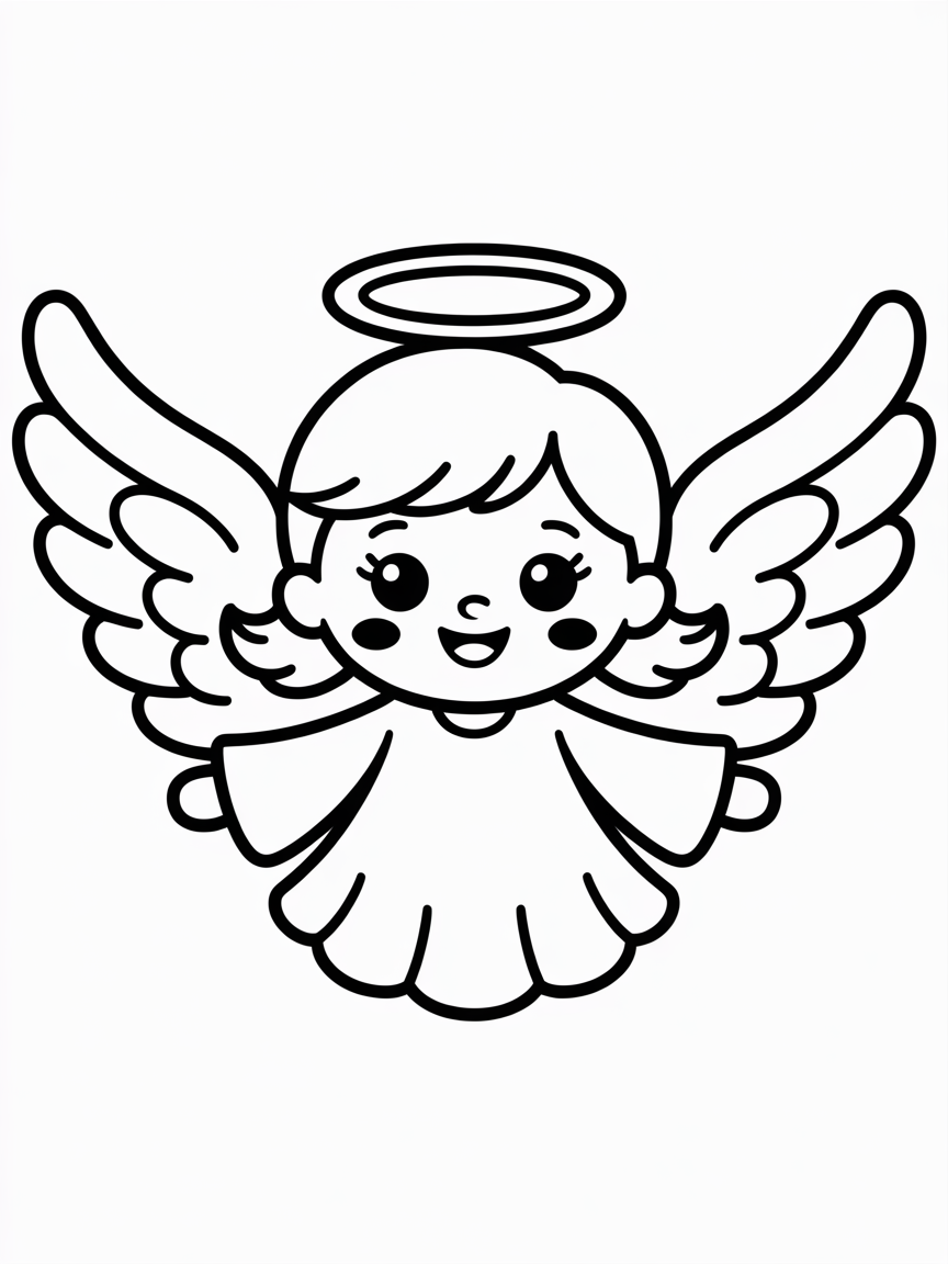 angel wings kawaii - Free Coloring Page