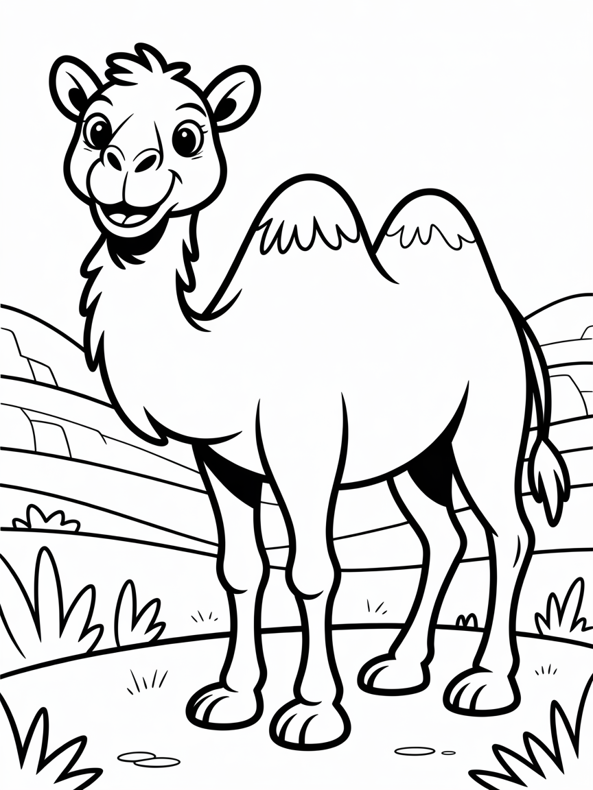 Wild Camel - Free Coloring Page