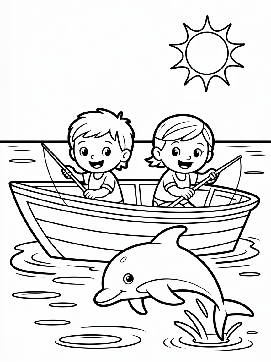 Fishing in the Gulf of Mexico - Free Coloring Page