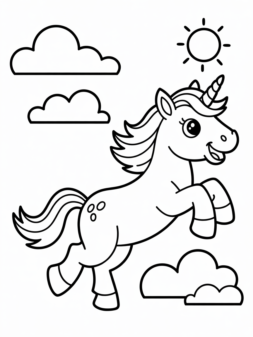 unicorn playing gymnastics - Free Coloring Page