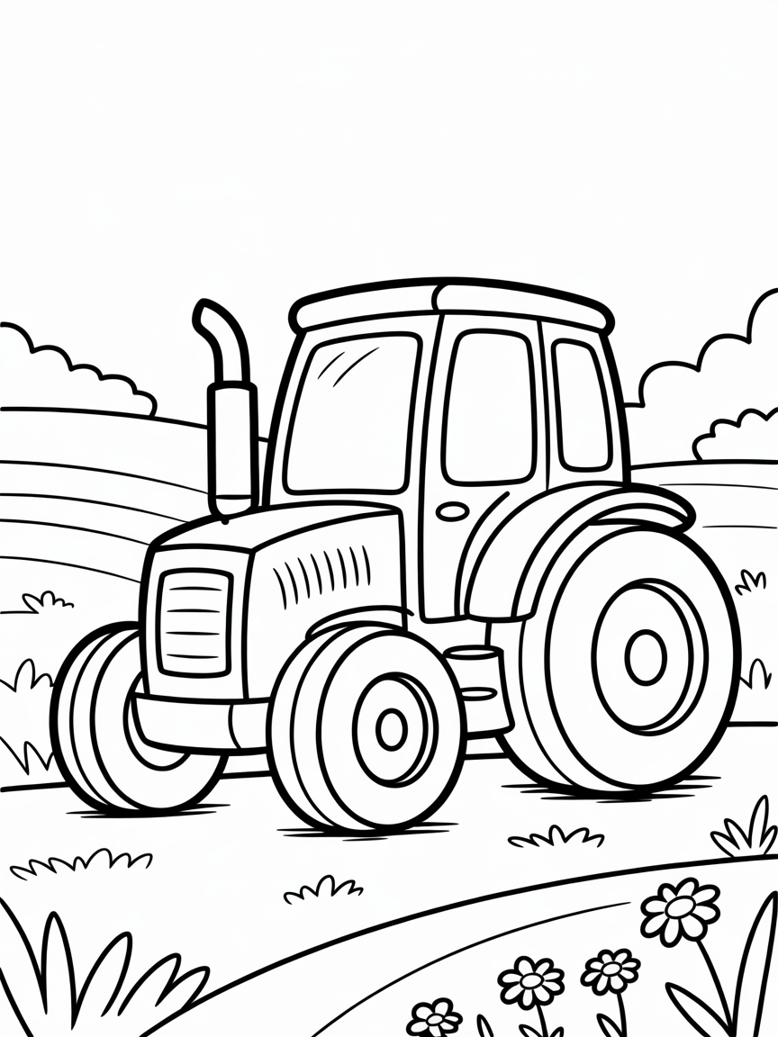 Tractor - Free Coloring Page