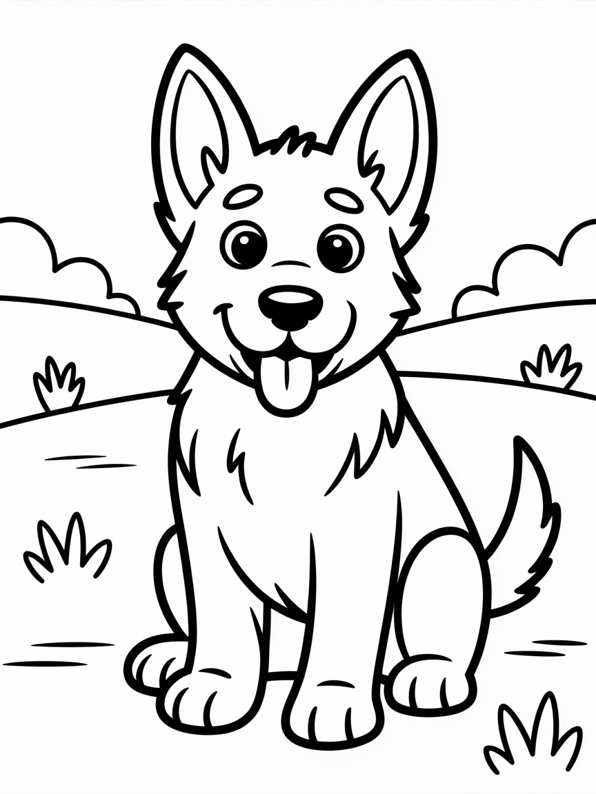 german shepherd - Free Coloring Page