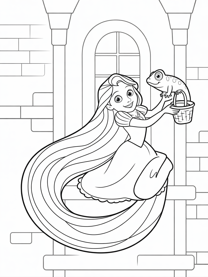 Rapunzel - Free Coloring Page