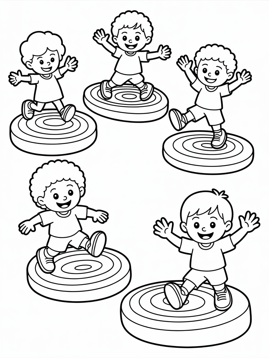 People leaping on light - Free Coloring Page