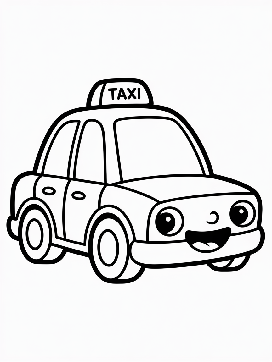 cool car with taxi sign - Free Coloring Page